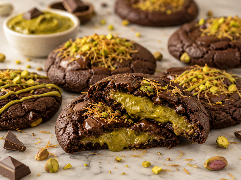 Dubai Chocolate Pistachio Stuffed Cookies | Oh! Crema