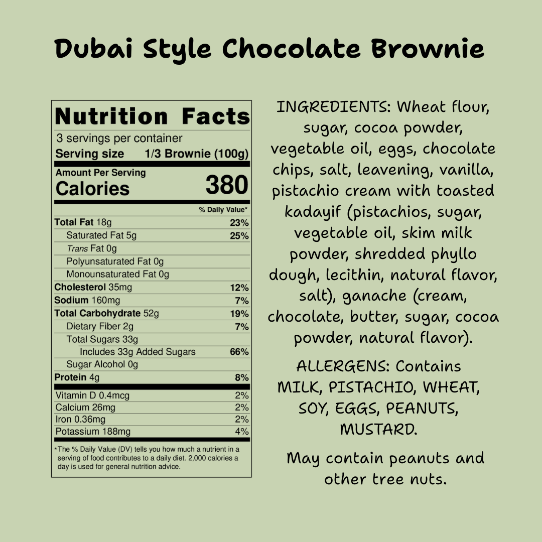 Dubai Pistachio Brownie with Kataifi – 12 oz Tray