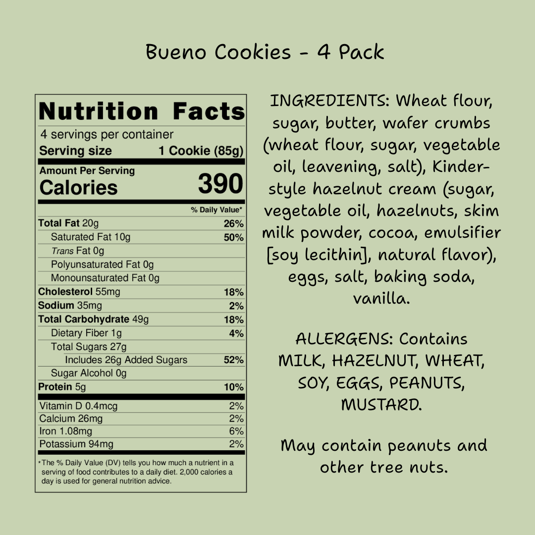 Bueno Cookies – Creamy Hazelnut Filled Premium Cookies (4 Pack)