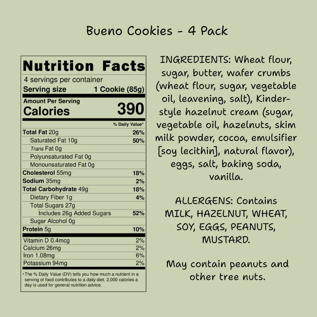Bueno Cookies – Creamy Hazelnut Filled Premium Cookies (4 Pack)