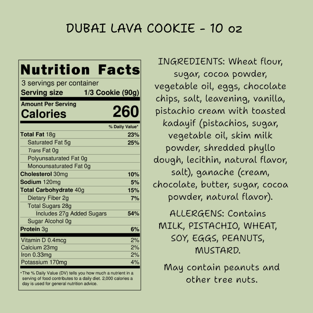 Dubai Lava Chocolate Chip Cookie (10 oz)