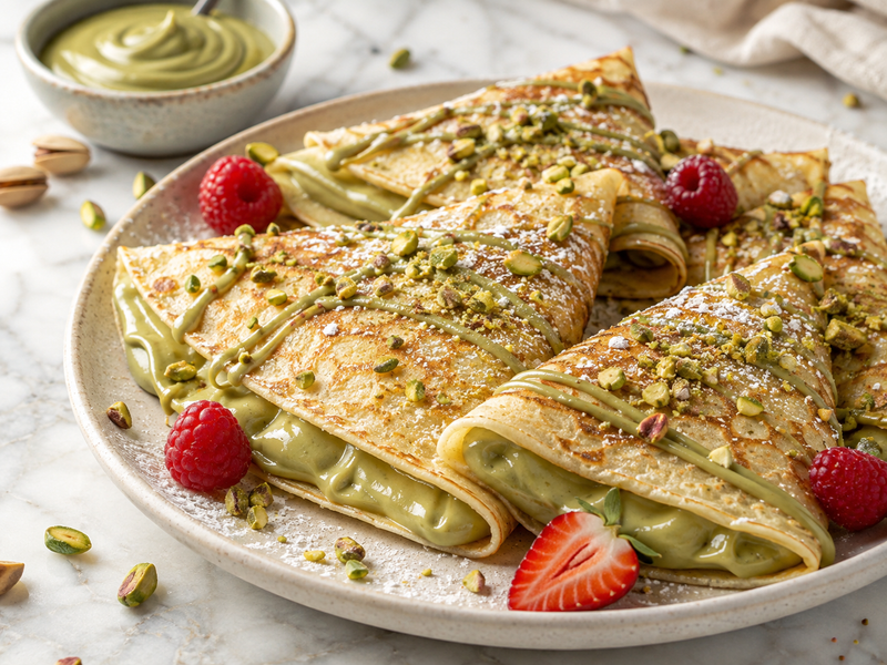 Pistachio Cream Crepes Recipe | Oh! Crema