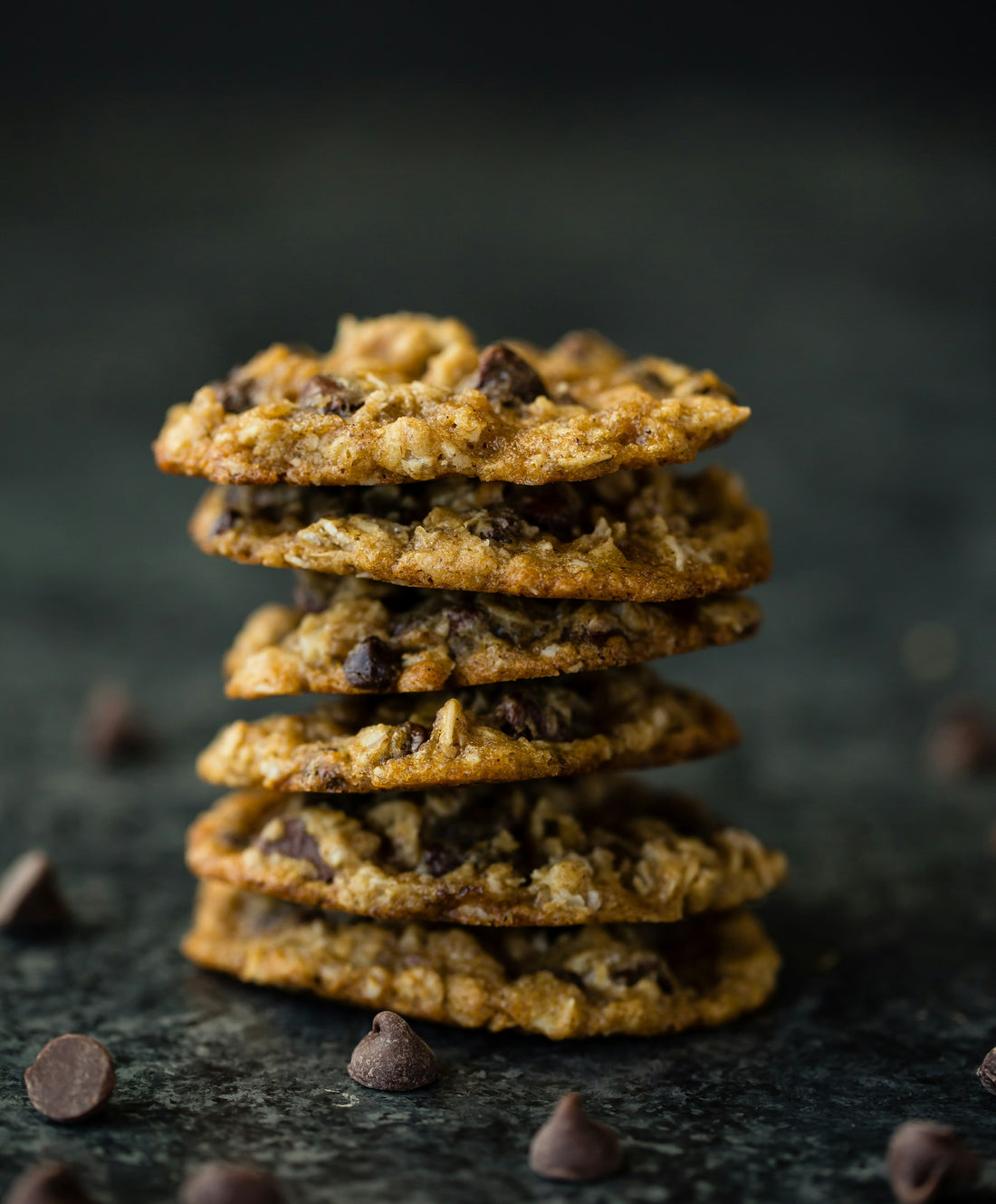 A stack of gourmet chocolate chip cookies, ideal back to school lunchbox treats