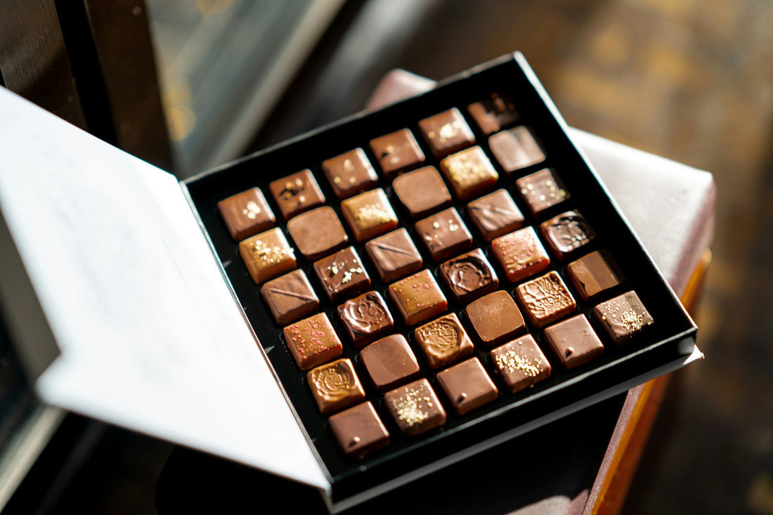 Opened luxury box of chocolates — perfect Father's Day chocolate gift