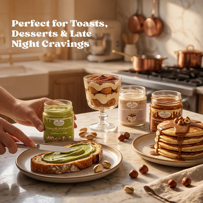 Pistachio Cream, Hazelnut Spread & Tiramisu Dessert Jars | Premium Trio Bundle