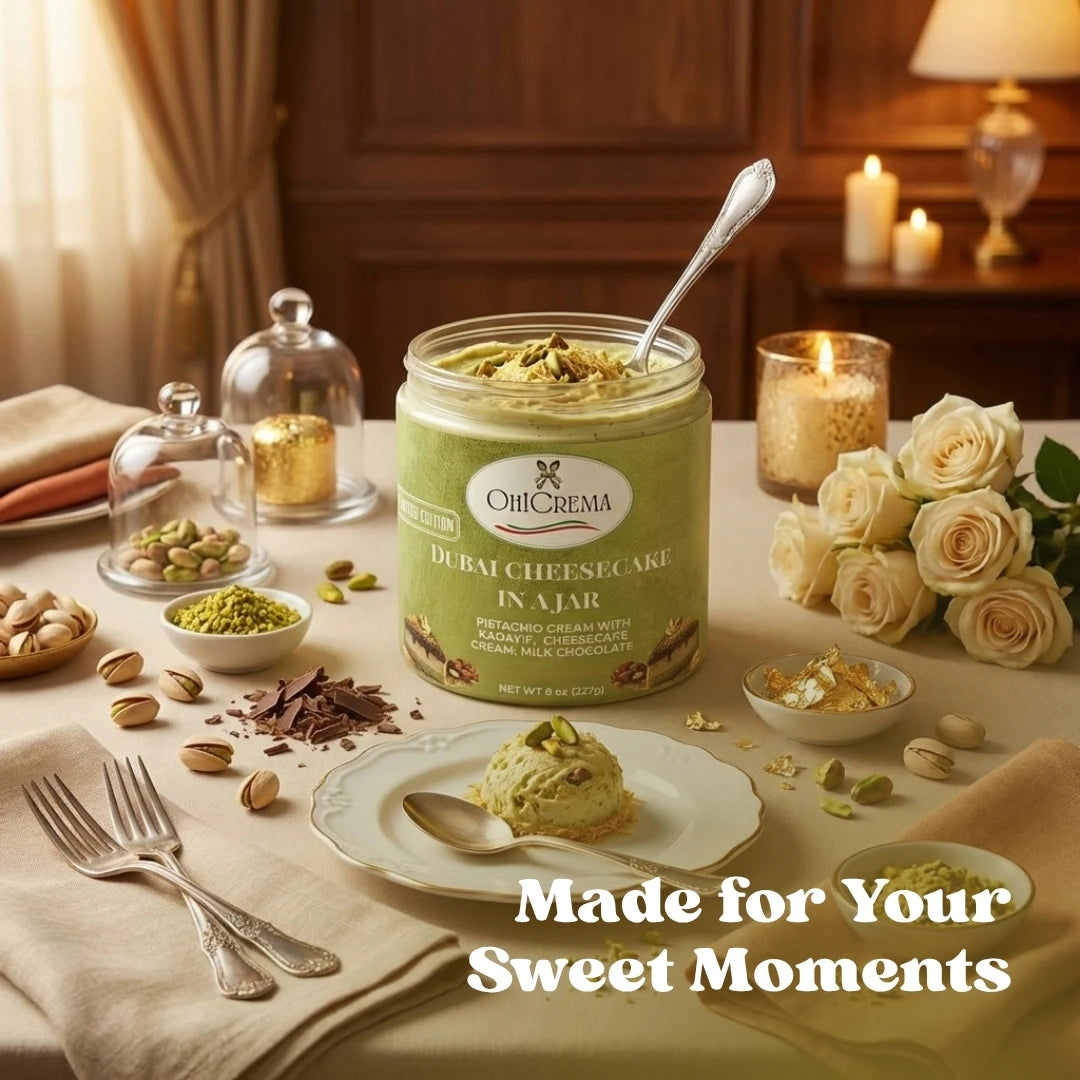 Dubai Cheesecake in a Jar – Kataifi, Pistachio & Chocolate (8oz)