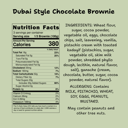 Dubai Pistachio Brownie with Kataifi– 12 oz Tray