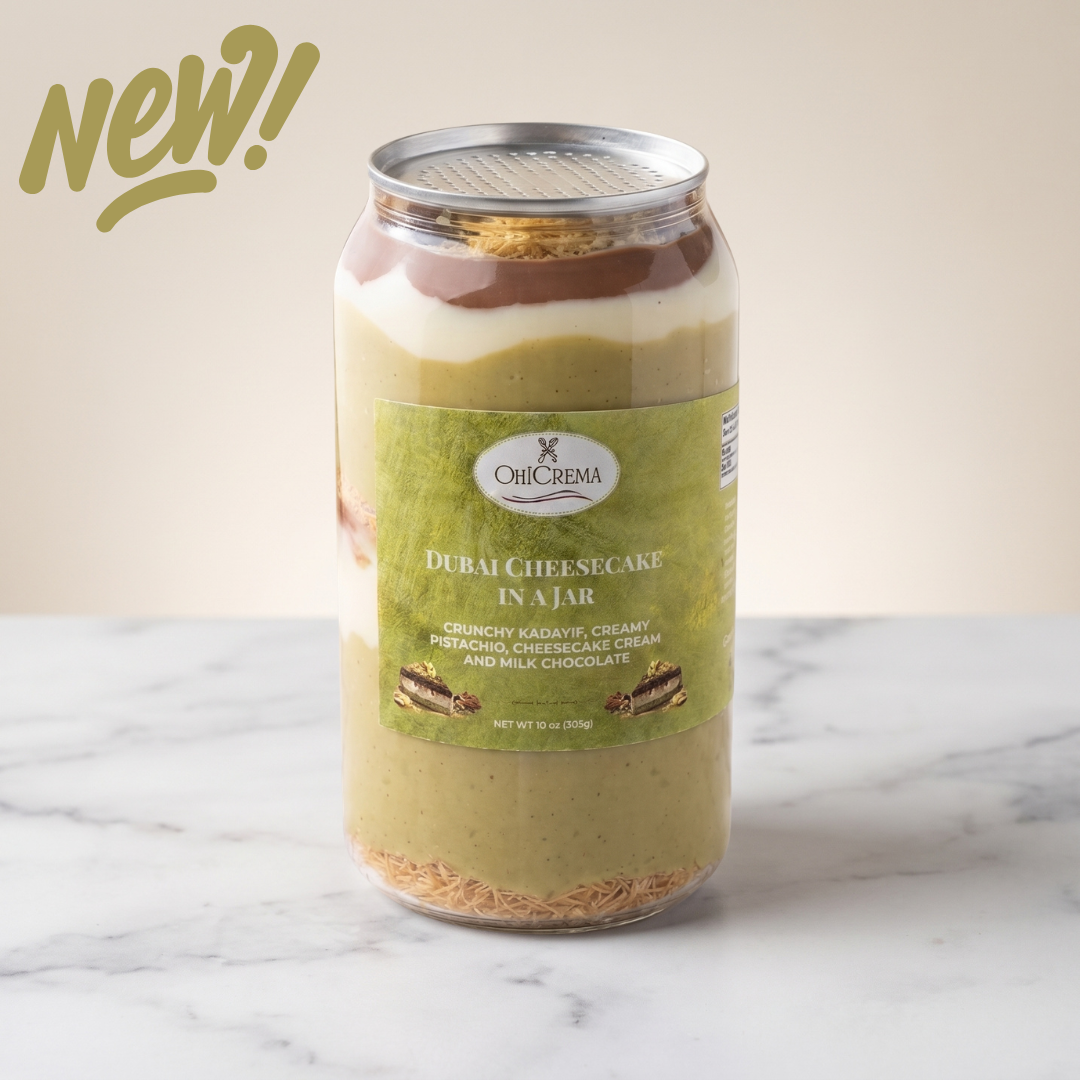 Dubai Cheesecake in a Jar — Kataifi, Pistachio & Belgian Chocolate | 10 oz
