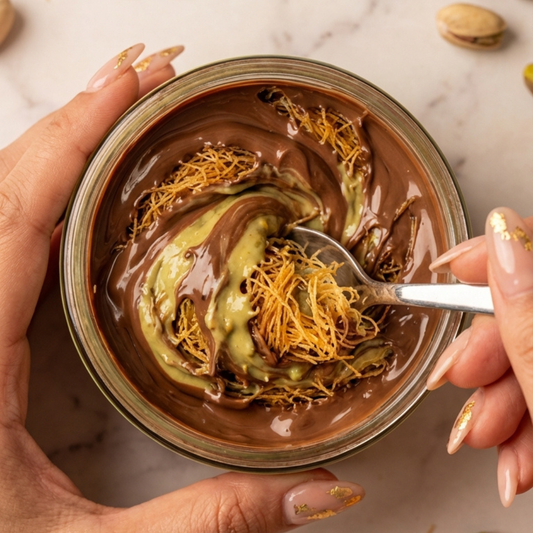 Dubai in a Jar – Creamy Pistachio with Kadayıf & Chocolate