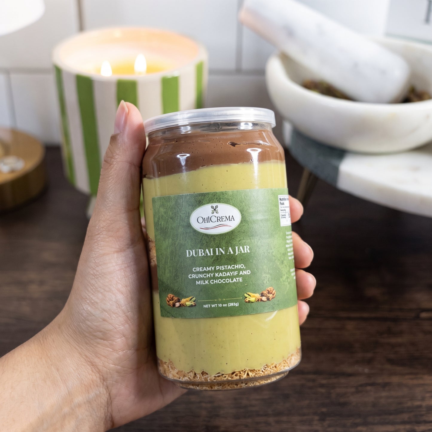 Dubai in a Jar — Handcrafted Pistachio, Kadayif & Belgian Chocolate | 10 oz & 16 oz