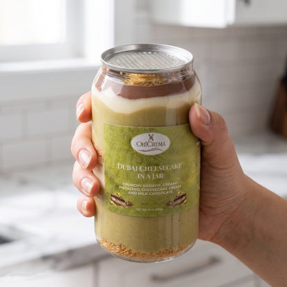 Dubai Cheesecake in a Jar — Kataifi, Pistachio & Belgian Chocolate | 10 oz