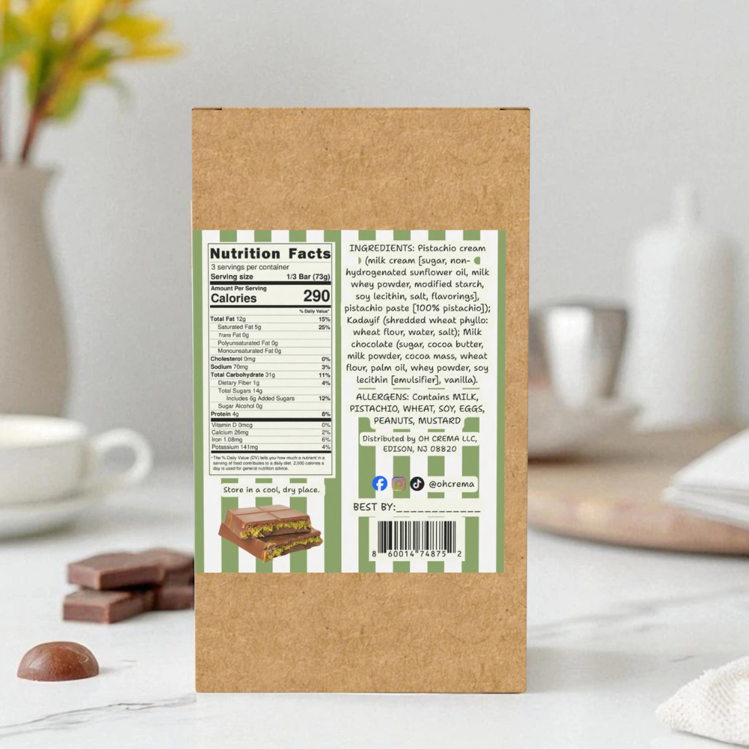 Dubai Style Chocolate Bar – Pistachio Delight 7.6 oz