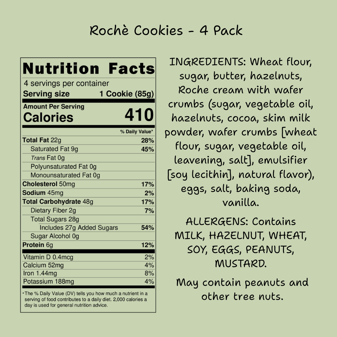 Rochè Cookies – Premium Hazelnut Chocolate Gourmet Cookies (4 Pack)