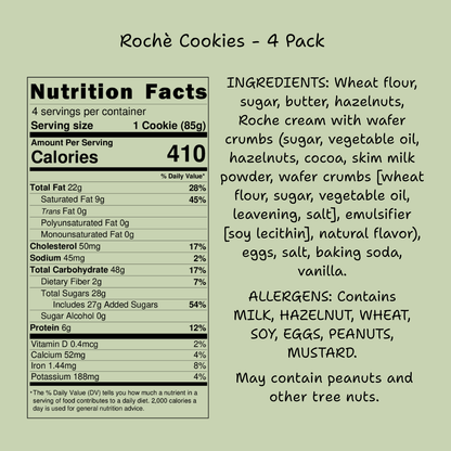 Rochè Cookies – Premium Hazelnut Chocolate Gourmet Cookies (4 Pack)